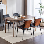 A&A Furniture, Dining Chairs Set of 2 Mid Century Modern Retro Faux Leather Chair with Walnut Bentwood Back Upholstered Seat Metal Legs Adjustable Foot for Kitchen Dining Room Chairs(Black PU) - Grand Goldman Shop