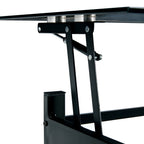 Modern Simple Lift Top Coffee Table with 2-Layer Tempered Glass in Black for Living Room - Grand Goldman Shop