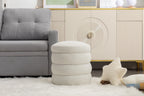 006-Soft Velvet  Round Ottoman Footrest Stool,Ivory - Grand Goldman Shop