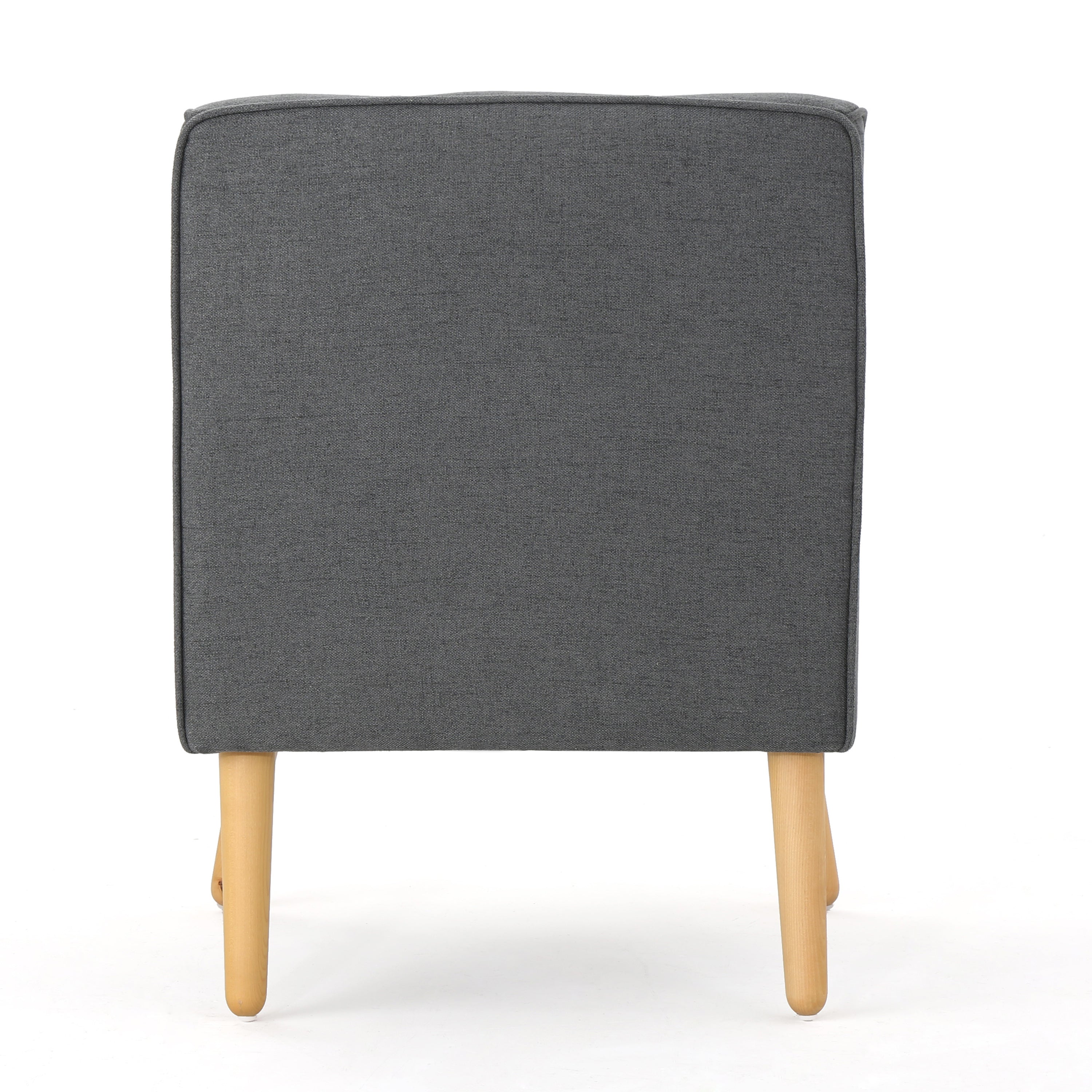 Mid-Century Modern Arm Chair in Charcoal Fabric with Tufted Back and Wooden Legs - Grand Goldman Shop