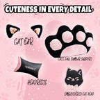 Cute Cat Gaming Chair with Paw Lumbar Cushion, PC Video Gamer Chair for Girl Teen Woman (Black) - Grand Goldman
