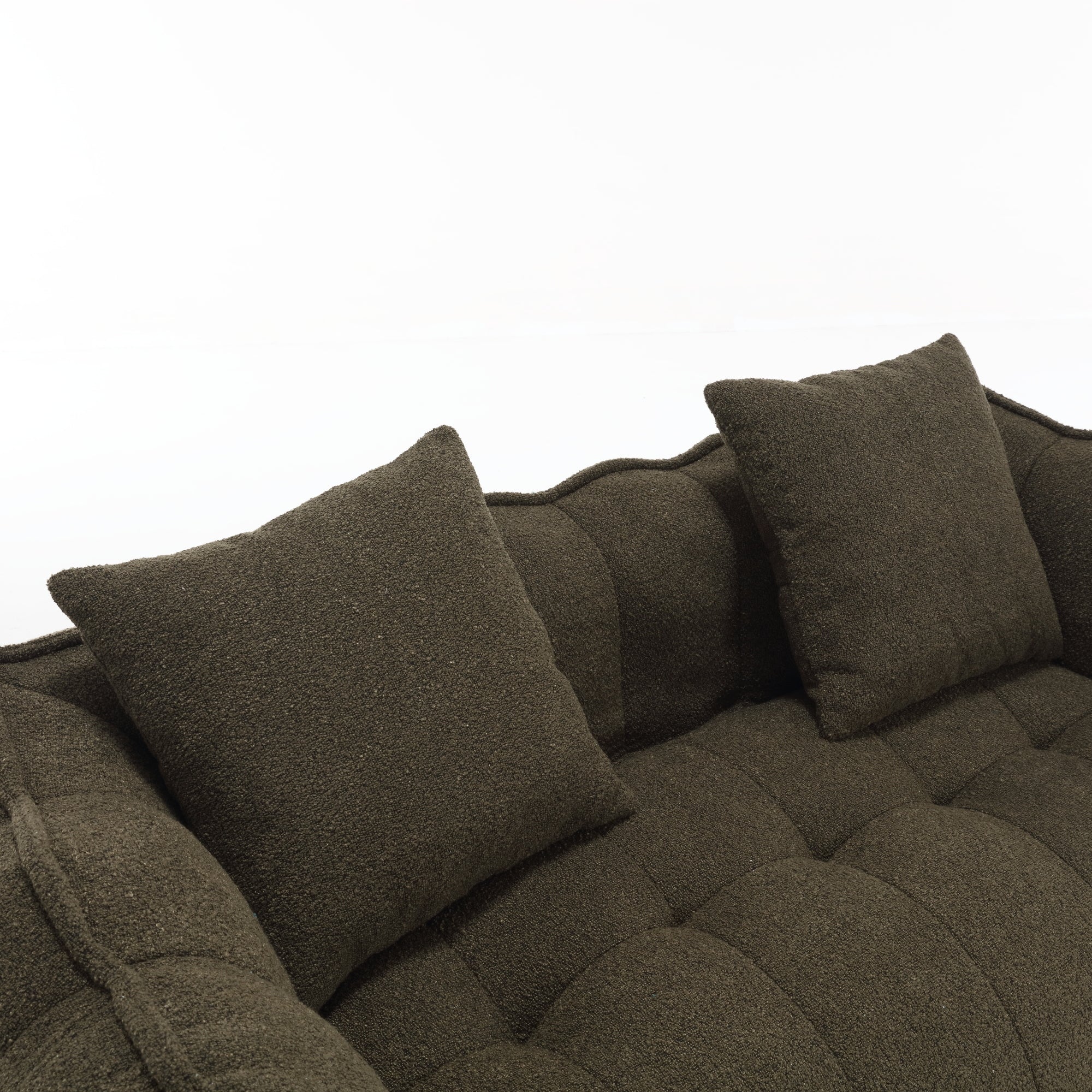 Cozy Beanbag Chair with High Resilience Foam Core for Two - Olive Green Chenille, 66x35x25 inches - Grand Goldman Shop