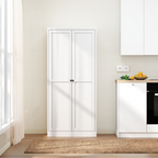 61' White Metal Kitchen Pantry Cabinet with Adjustable Storage and 4 Heavy Duty Shelves - Grand Goldman Shop