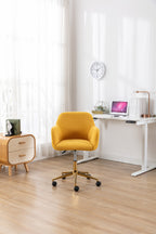 Modern Teddy Fabric Material Adjustable Height 360 Revolving Home Office Chair With Gold Metal Legs And Universal Wheel For I