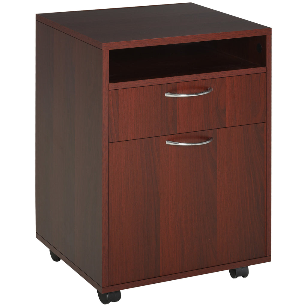 Mobile Storage Cabinet Organizer with Drawer and Cabinet, Printer Stand with Castors, Brown | Premium Home Decor - Grand Gold