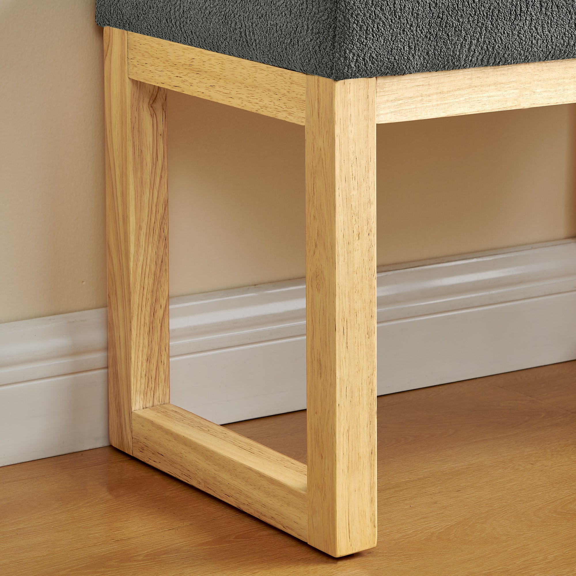 Shoe-changing bench, a shoe-changing bench with a wooden frame and a soft cushioned seat, can be placed freely and is suitable for small spaces without taking up much space -Dark Gray - Grand Goldman Shop