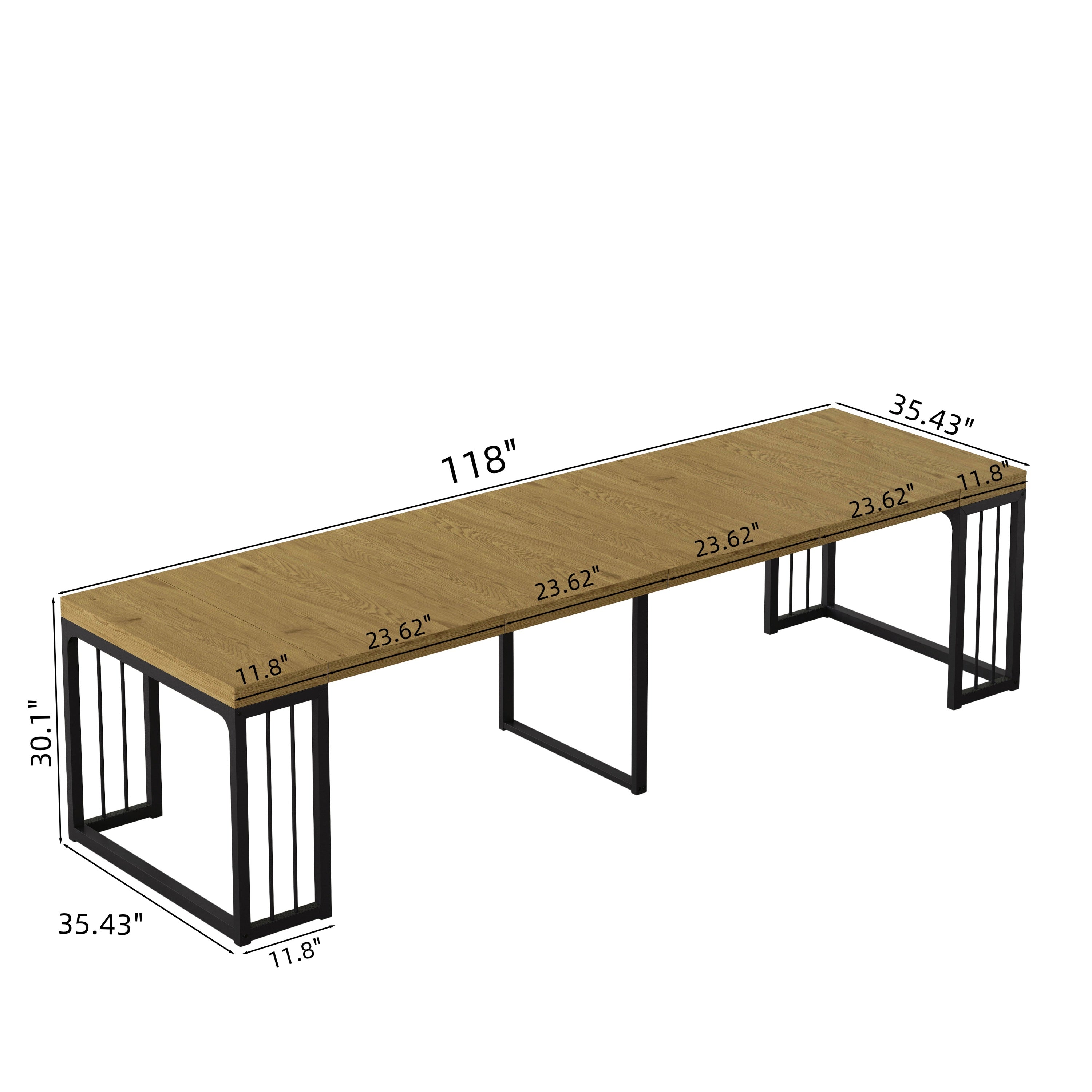 23.62' - 118' Stretching Length, Modern Extendable Dining Table,Seats 2-10 People,,Space-Saving Wood Dining Table for Kitchen/Dining Room/Living Room,,Perfect for Family Gatherings/Parties(Wild oak) - Grand Goldman Shop