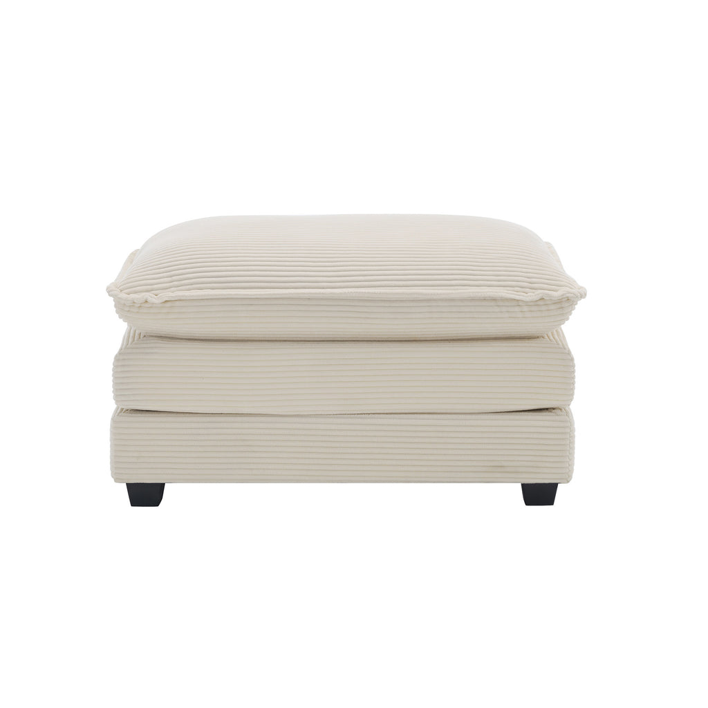 Ottoman Footstool in Corduroy Fabric, Can be Used with 2 Seater Sofas, 3 Seater Sofas and 4 Seater Sofas, Beige Corduroy Fabric - Grand Goldman Shop