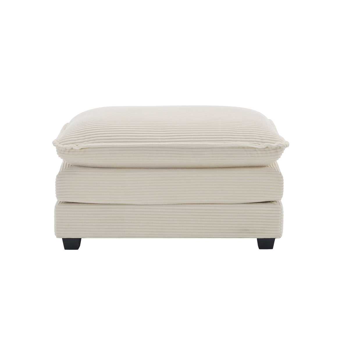 Ottoman Footstool in Corduroy Fabric, Can be Used with 2 Seater Sofas, 3 Seater Sofas and 4 Seater Sofas, Beige Corduroy Fabric - Grand Goldman Shop