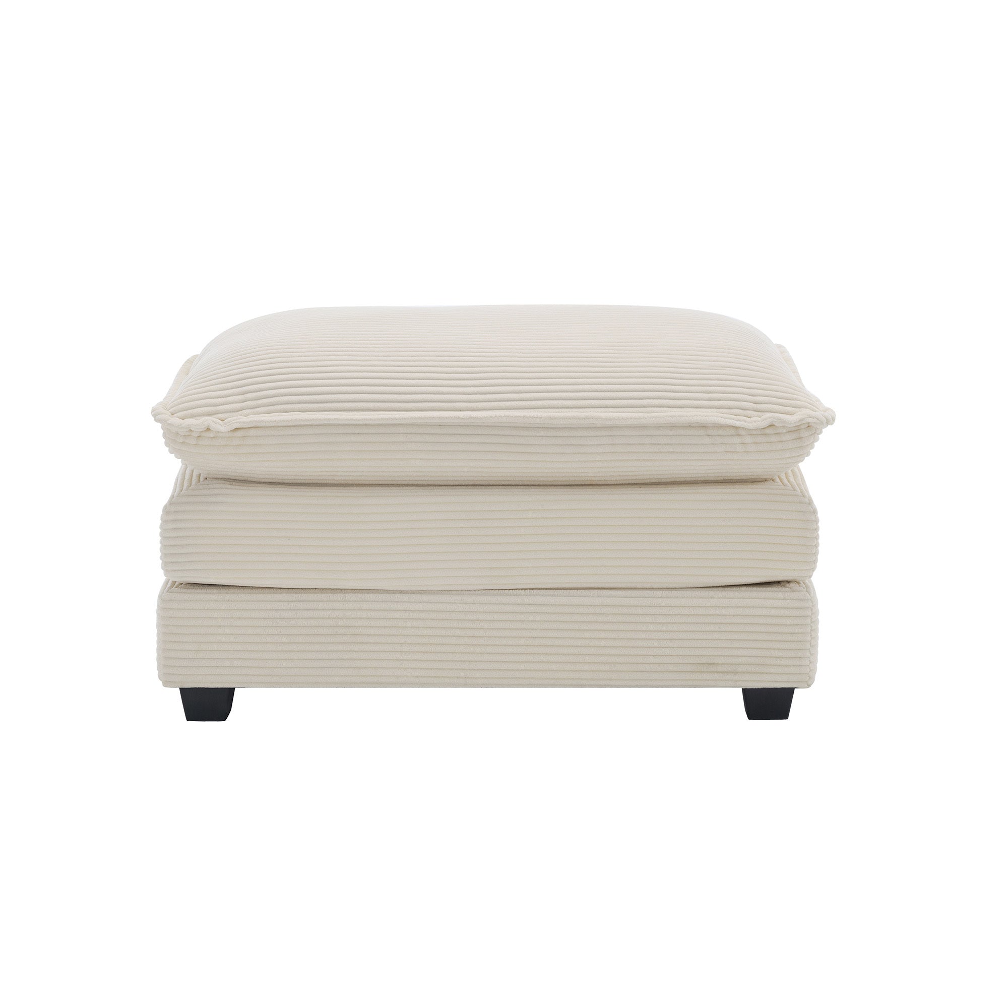 Ottoman Footstool in Corduroy Fabric, Can be Used with 2 Seater Sofas, 3 Seater Sofas and 4 Seater Sofas, Beige Corduroy Fabric - Grand Goldman Shop