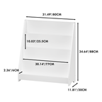 4-Tier Kids Bookshelf, Toddler Book Display Shelves in White, Made of MDF with Rounded Edges, 31.5 x 11.8 x 34.65 inches - Gr