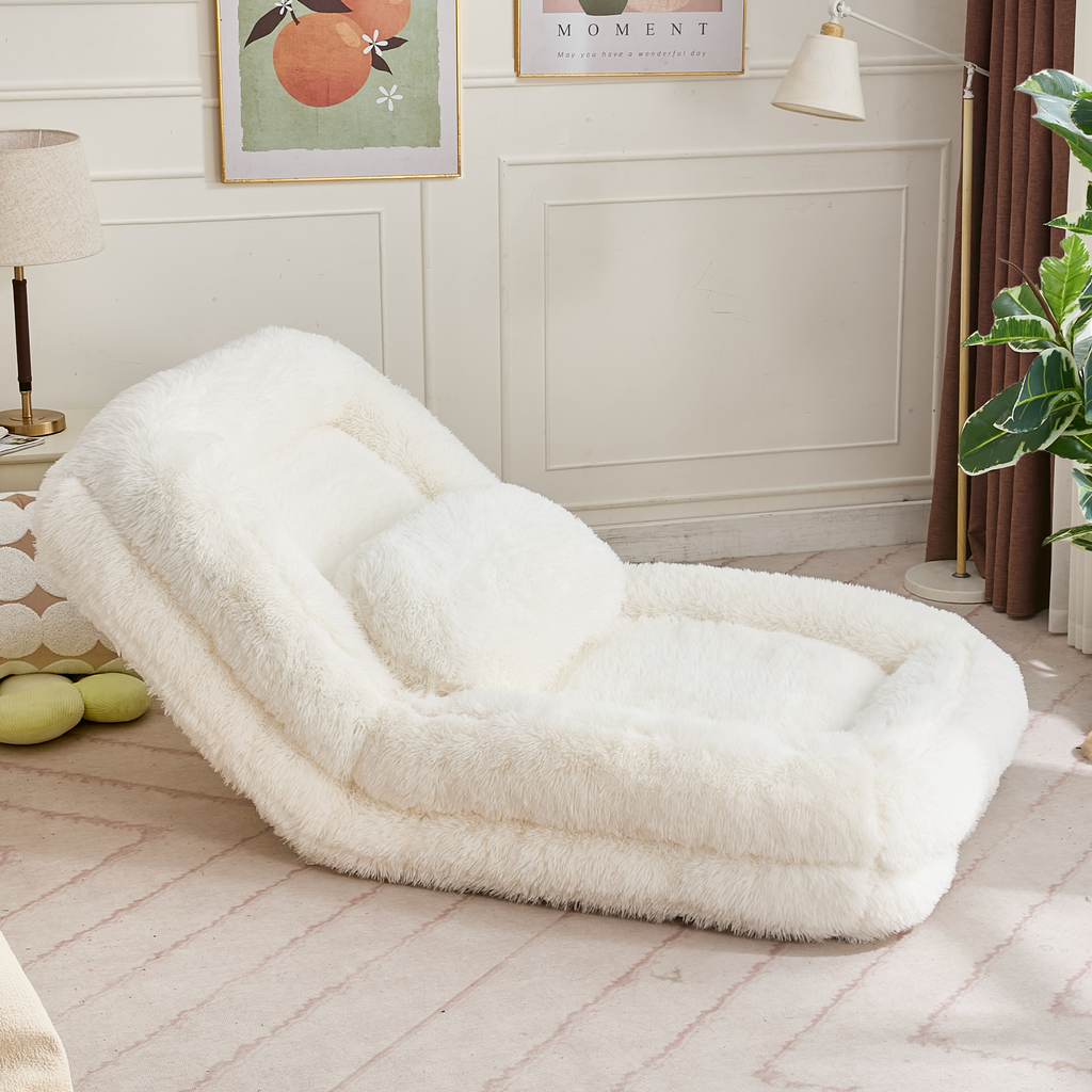 [NEW ARRIVED] [VIDEO PROVIDED] Human Dog Bed,Lazy Sofa,5-Position Adjustable Convertible,Floor Gaming Chair,bedroom, living room,Suitable for gaming, meditation,relaxation,Plush Fabric,Beige - Grand Goldman Shop