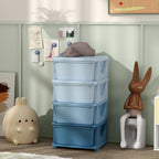 Qaba 4 Tier Kids Storage Unit, 4 Drawer Chest Toy Organizer Plastic Bins for Kids Bedroom Nursery Kindergarten Living Room fo