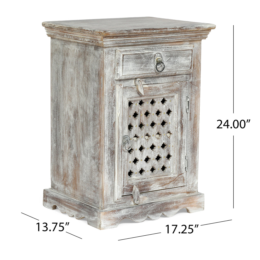 WOODEN NIGHTSTAND WITH 1 DRAWER 1 DOOR - Grand Goldman Shop