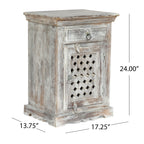 WOODEN NIGHTSTAND WITH 1 DRAWER 1 DOOR - Grand Goldman Shop