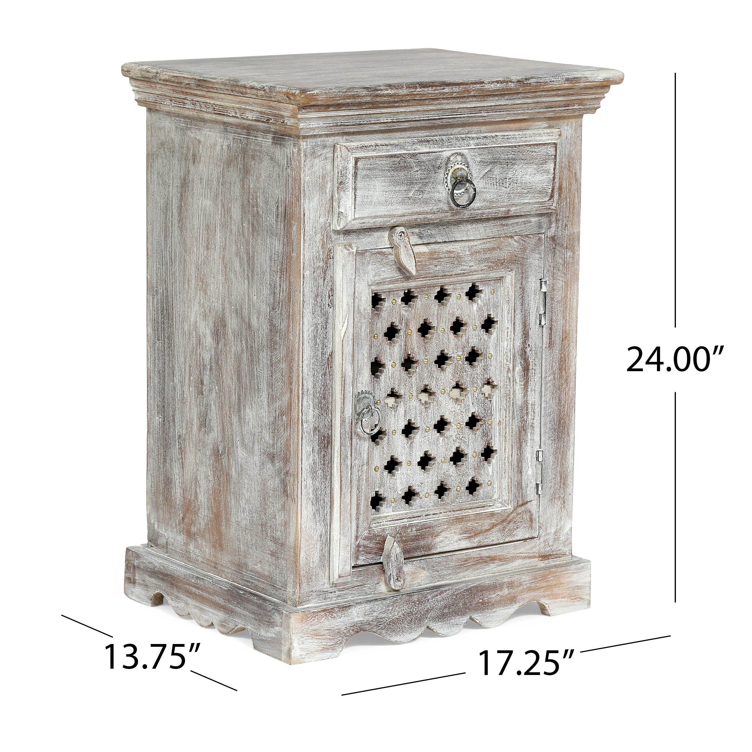 WOODEN NIGHTSTAND WITH 1 DRAWER 1 DOOR - Grand Goldman Shop