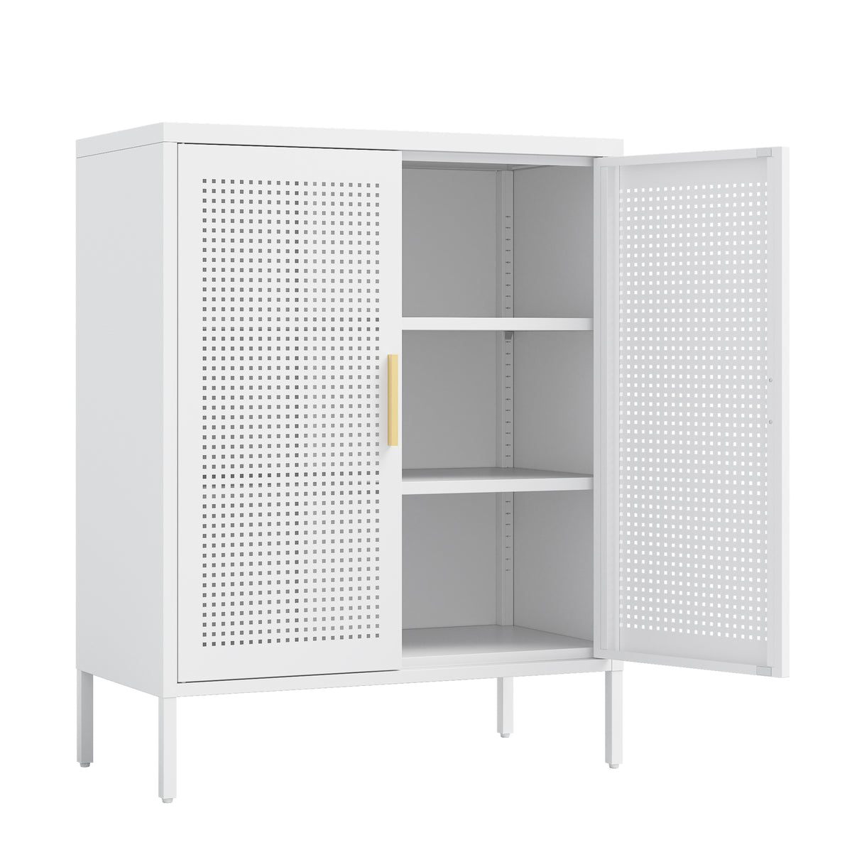 NO LOCK, Metal Storage Cabinet with 2 Doors and 2 Adjustable Shelves, Steel Storage Cabinet, Metal File Cabinet for Home Offi