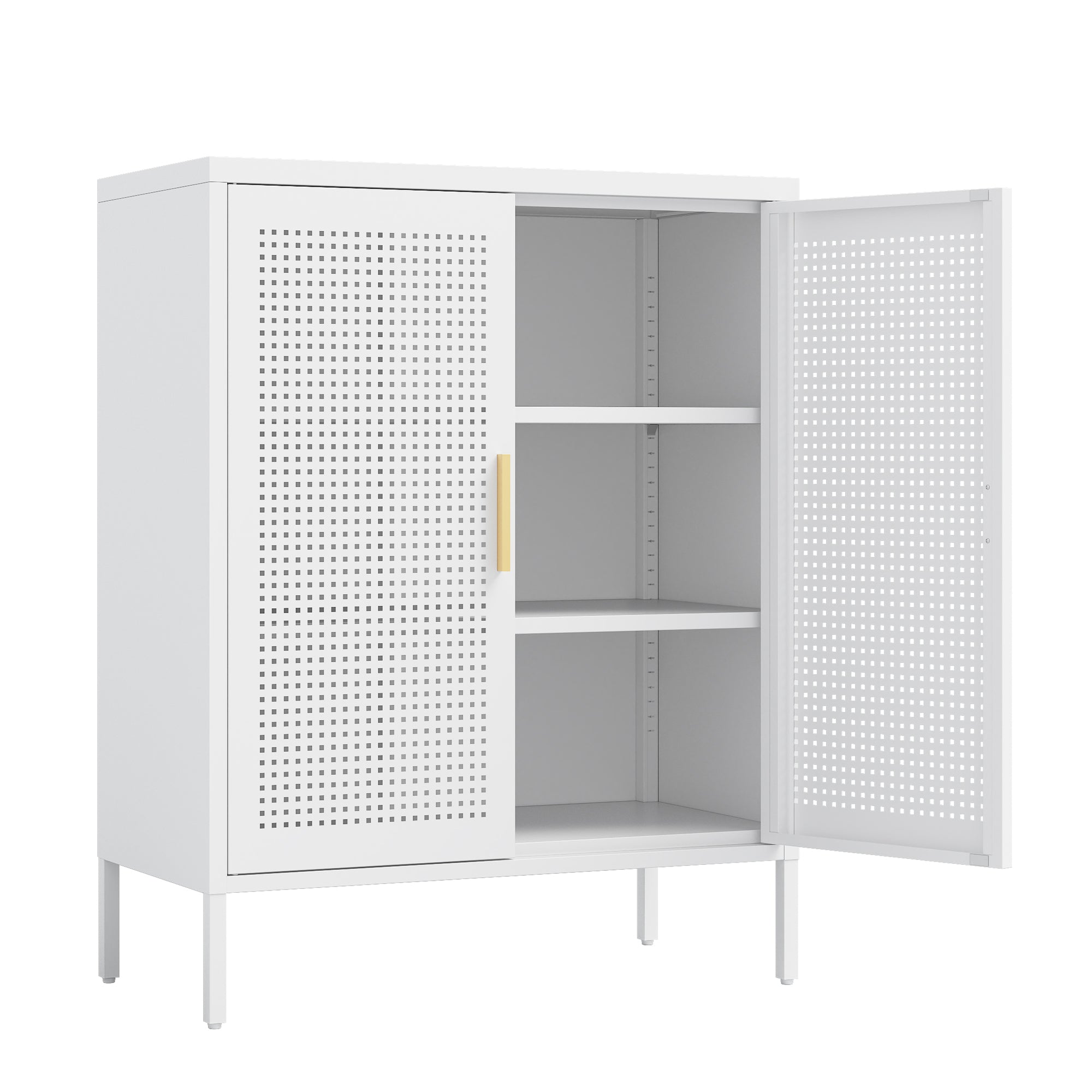 NO LOCK, Metal Storage Cabinet with 2 Doors and 2 Adjustable Shelves, Steel Storage Cabinet, Metal File Cabinet for Home Offi