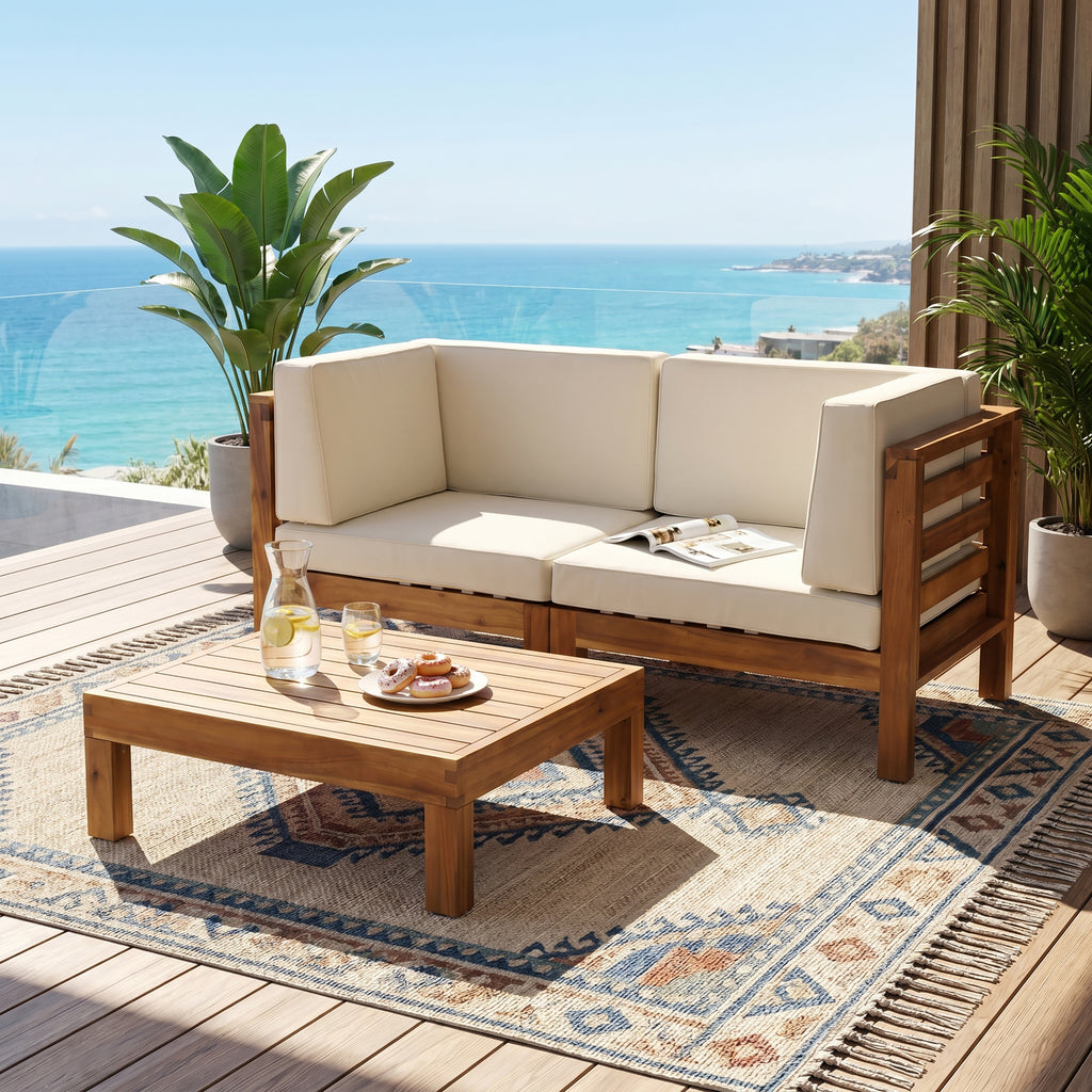 OANA 3-teiliges LOVESEAT-SET MIT COFFEE TABLE, BEIGE