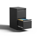 Black Steel 2 Drawer Vertical File Cabinet with Lock for A4 Legal/Letter Size - Grand Goldman