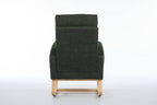 Modern Accent Rocking Chair Rocking Chair with Solid Wood Legs, Upholstered Nursery Glider Rocker, Comfy Armchair with Side Pocket, Living Room Lounge Arm Chair with High Backrest fabric - Grand Goldman Shop