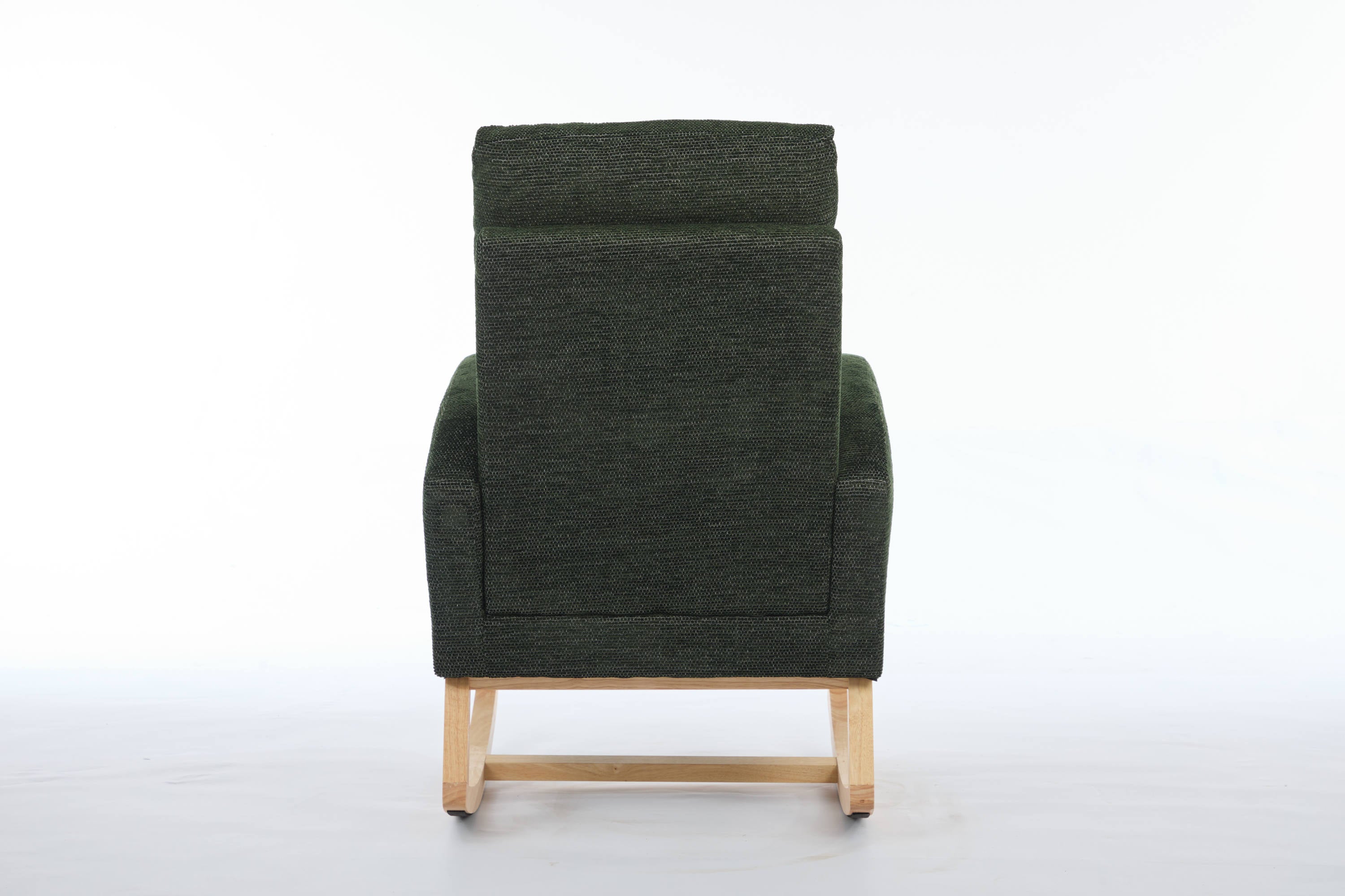 Modern Accent Rocking Chair Rocking Chair with Solid Wood Legs, Upholstered Nursery Glider Rocker, Comfy Armchair with Side Pocket, Living Room Lounge Arm Chair with High Backrest fabric - Grand Goldman Shop