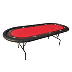 96' Light Series Foldable Poker Table with Wooden Racetrack Felt Stainless Legs Cup Holders Red | Premium Home Decor - Grand 