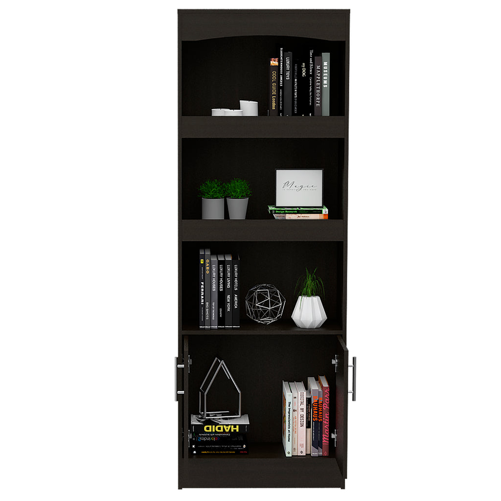 Bookcase, Three Shelves, Double Door Cabinet, Metal Hardware, Black | Premium Home Decor - Grand Goldman
