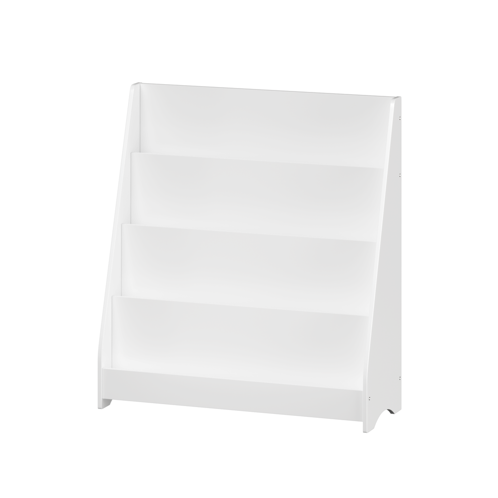 4-Tier Kids Bookshelf, Toddler Book Display Shelves in White, Made of MDF with Rounded Edges, 31.5 x 11.8 x 34.65 inches | Pr
