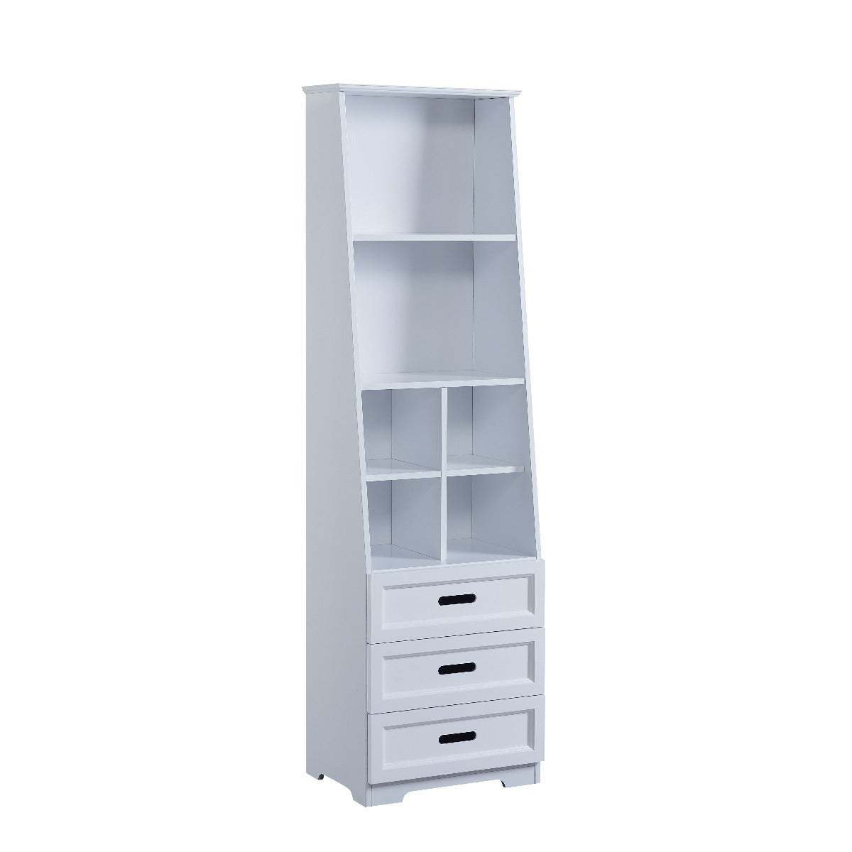 Kids Funnel White Bookcase Book Shelf Storage Unit with Book Display/Organizer Drawers - Classic White Color | Premium Home D