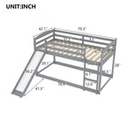 Gray Twin over Twin Bunk Bed with Convertible Slide and Ladder, Pine Wood and MDF, 79.3''L x 84.4''W x 46.5''H - Grand Goldman Shop