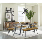 Camel and Black Tufted Cushion Side Bench with Metal Tapered Legs in Brown Upholstered Design - Grand Goldman Shop
