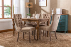 Nikki Collection Modern, High-end Tufted Solid Wood Contemporary Velvet Upholstered Dining Chair with Wood Legs Nailhead Trim 2-Pcs Set, Khaki, SW2001KK - Grand Goldman Shop