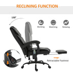Vinsetto High Back Massage Office Chair with 6 Vibration Points, PU Leather Reclining Computer Chair, Ergonomic Office Chair 