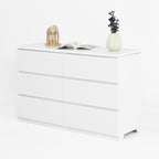 6 Drawer Storage Cabinet ,Dresser, Wood Storage Tower Clothes Organizer, Wide Chest of 6 Drawers, Large Storage Space for Bedroom, Hallway, Entryway Living Room White - Grand Goldman Shop