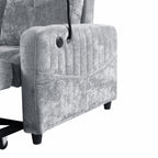 Modern Loveseat Pull-out Sofa Bed with Adjustable Backrest, Cup Holders, Phone Holder, Charging Ports, Side Storage Pockets, Grey Chenille - Grand Goldman Shop