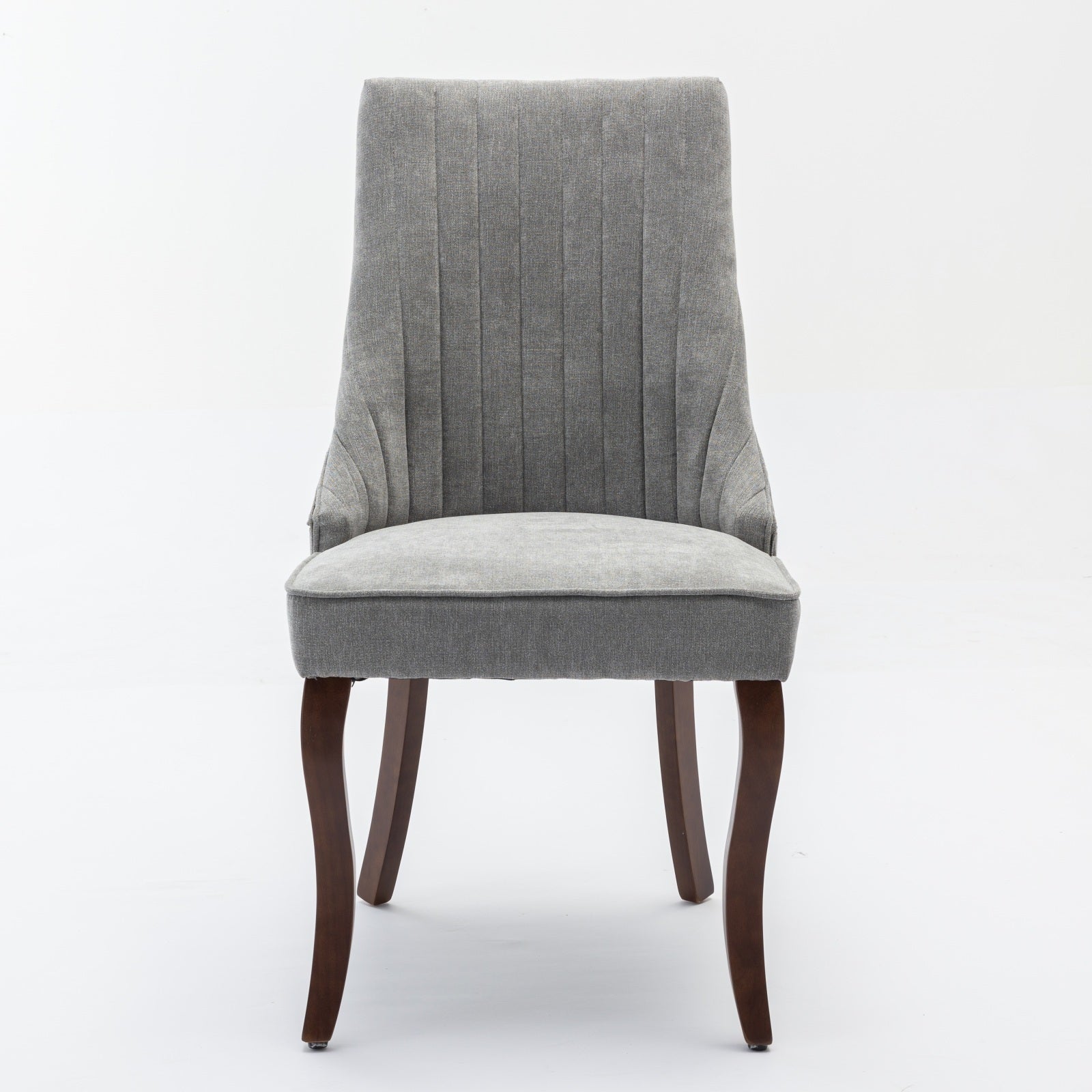 Rayon Cloth Flocking Linen Dining Chairs Channel Kitchen Dinner Chair Comfy Fabric Upholstered Accent Chair for Dining Room with Curved Solid Wood Legs,Set of 2 (Gray), SW1847GY - Grand Goldman Shop