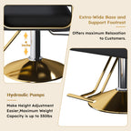Hydraulic Salon Chair - 360° Swivel Barber Stylist Chair with Pump, Non-Tilting Design in Black and Gold PU Leather - Grand Goldman Shop