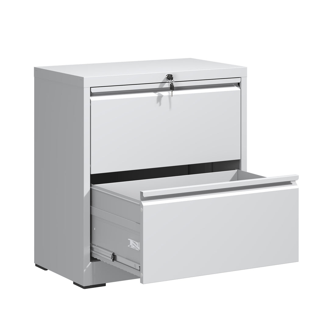 Premium 2 Drawer Metal Lateral File Cabinet with Lock, White Steel Filing Cabinet for Home Office | Premium Home Decor - Gran