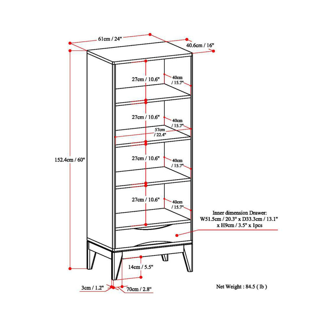 Harper Bookcase with Storage | Premium Home Decor - Grand Goldman