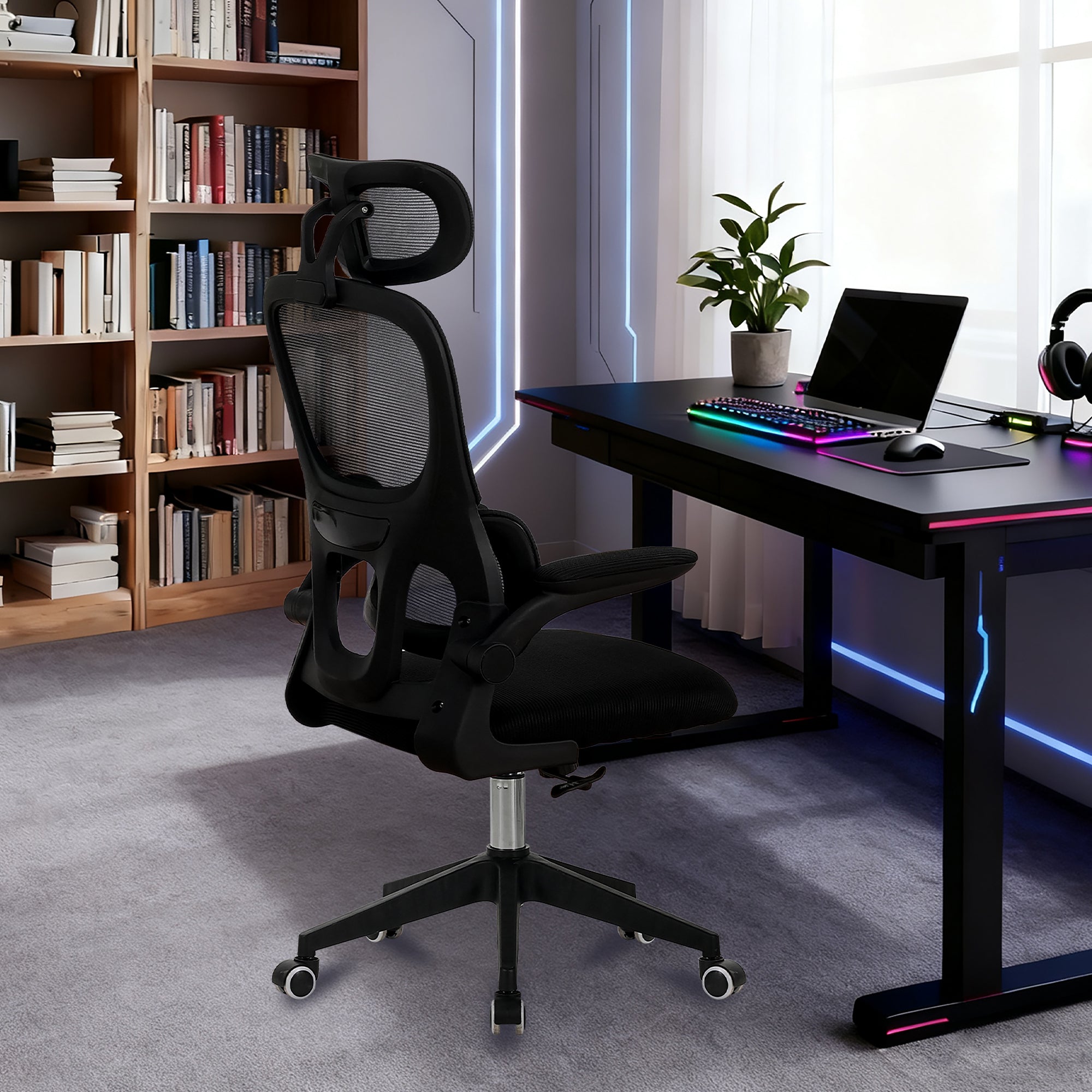 High Back Ergonomic Office Chair with Mesh Fabric, Black, Big and Tall Design for Home Office, Task Chair with Tilt Function,