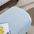 Blue Storage Ottoman Bench for End of Bed Gold Legs, Modern Grey Faux Fur Entryway Bench Upholstered Padded with Storage for Living Room Bedroom - Grand Goldman Shop