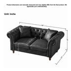 Chesterfield Faux Leather Sofa, High-tech Fabric Roll Armrest, Black, 66' - Grand Goldman Shop
