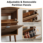 Medieval Modern Independent Shoe Cabinet with 2 Flip Drawers, Walnut MDF, 31.5-inch - Grand Goldman Shop