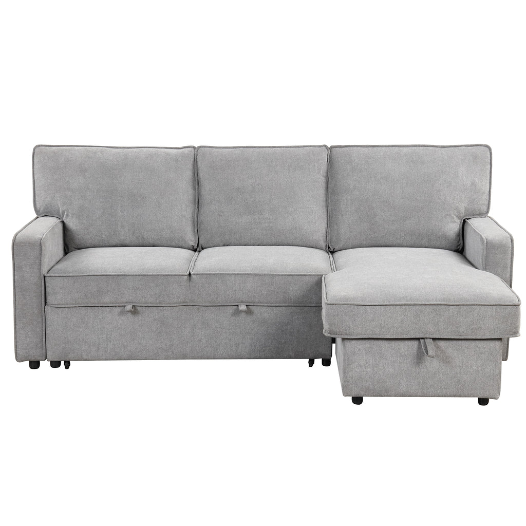 U_STYLE Upholstery Sleeper Sectional Sofa with Storage Space, USB port, 2 cup holders on Back Cushions(same sku; WY000335AAE) - Grand Goldman Shop