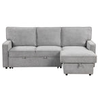 U_STYLE Upholstery Sleeper Sectional Sofa with Storage Space, USB port, 2 cup holders on Back Cushions(same sku; WY000335AAE) - Grand Goldman Shop
