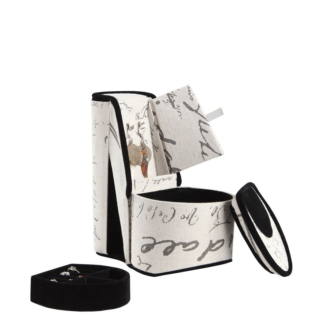 9' Tall Display Jewelry Box with Hidden Storage, High Heel Shoe Design, Stencil Letter Print - Grand Goldman Shop