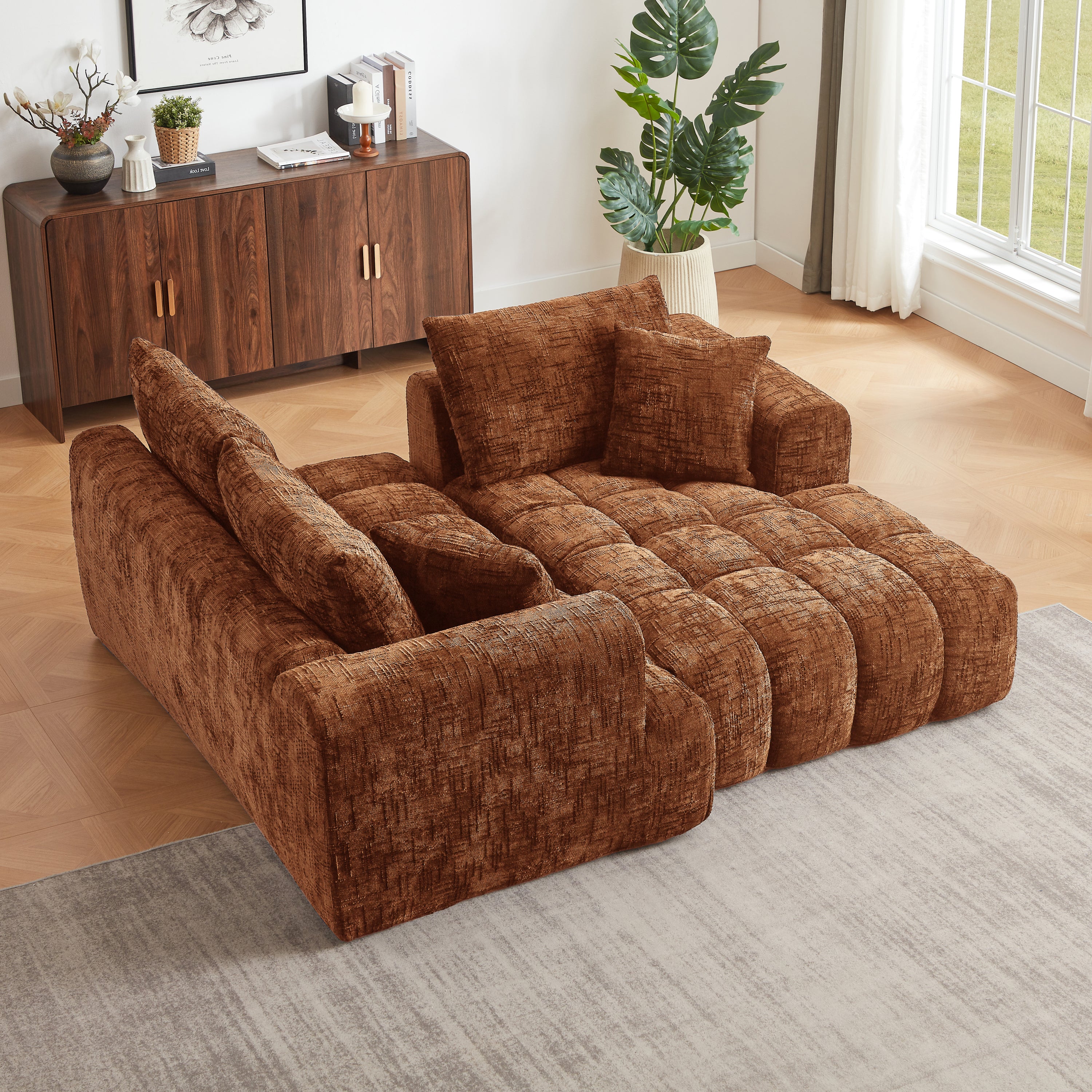 Chenille L-Shape Luxury Sectional Oversized Sofa,Mnimalist Design,Comfy Sleeper Couch for Living Room,Apartment&Reception Spaces,No Assembly Required - Grand Goldman Shop