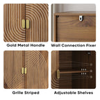 Walnut Wood Buffet Cabinet with Line Groove Design, Multifunctional Storage for Living Room, Entryway, Kitchen - Grand Goldman Shop