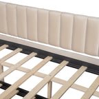 Full Size Upholstered daybed with Trundle and Wood Slat Support, Beige(Old SKU:LP000121AAA) - Grand Goldman Shop